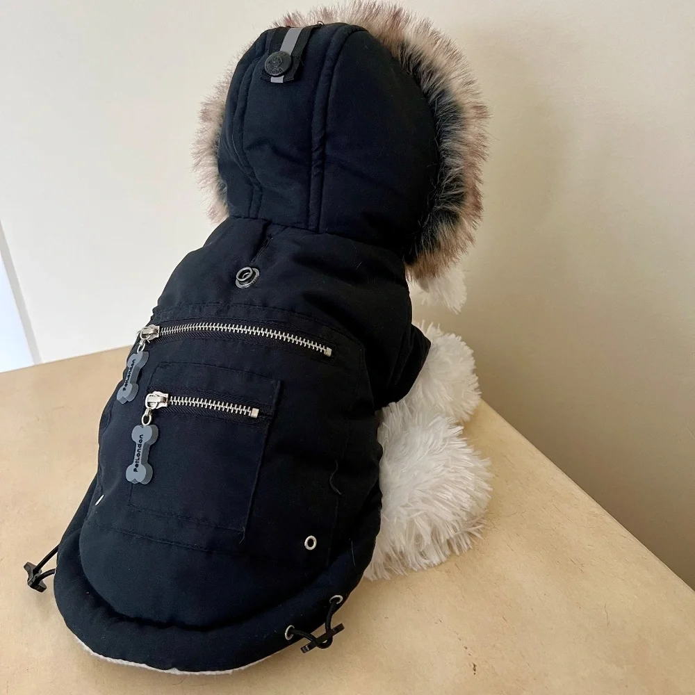 🐶 Faux Fur Hooded Dog Coat- NWOT - Size SMALL 🐶